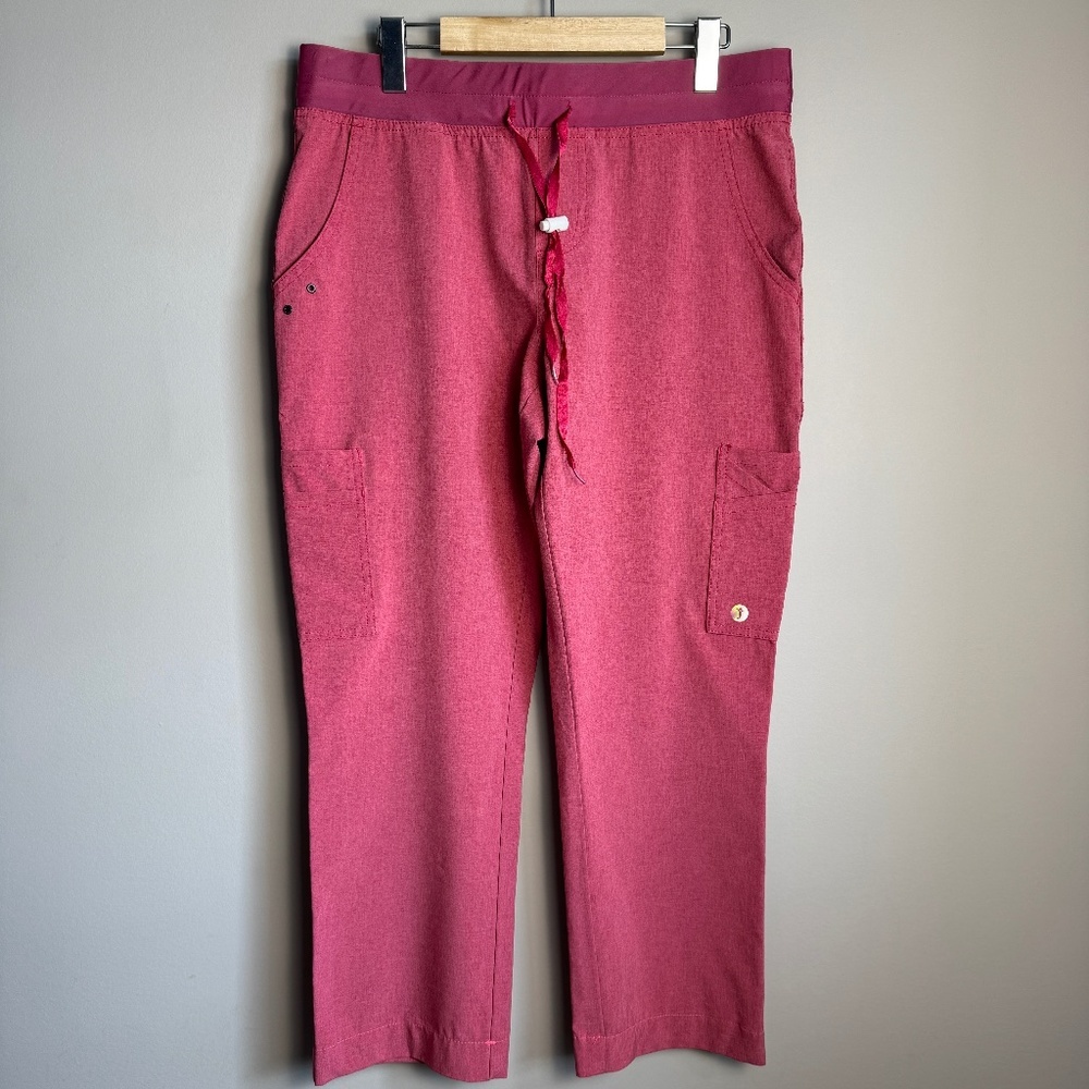 Scrubletics Women's Pull-On Elastic Waist Performance Scrub Pants Pink Medium‎